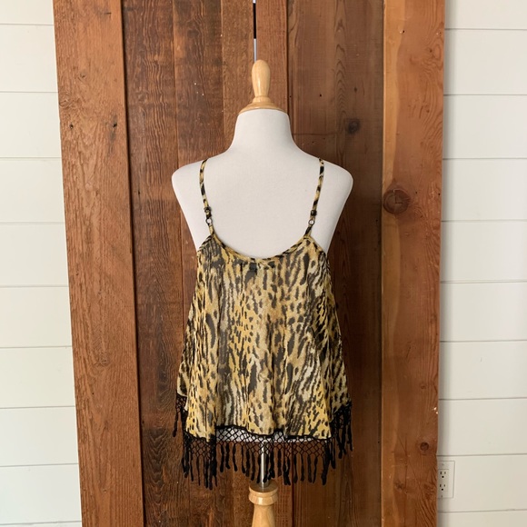 FOR LOVE & LEMONS Sheer Crop Cheetah Top Size S - Picture 2 of 3
